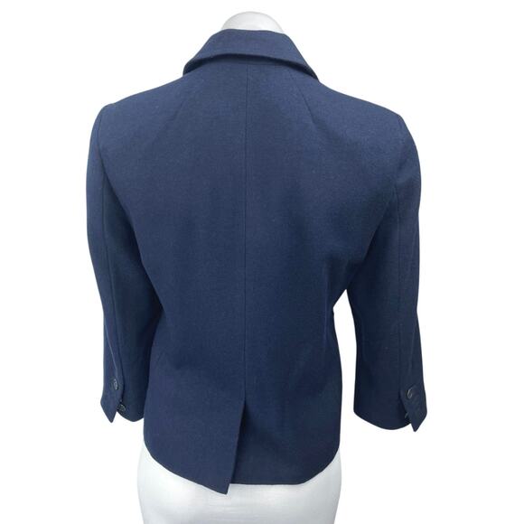 Abercrombie & Fitch Women's Blue Wool Notch Collar Button Blazer Coat Jacket M - Picture 2 of 4